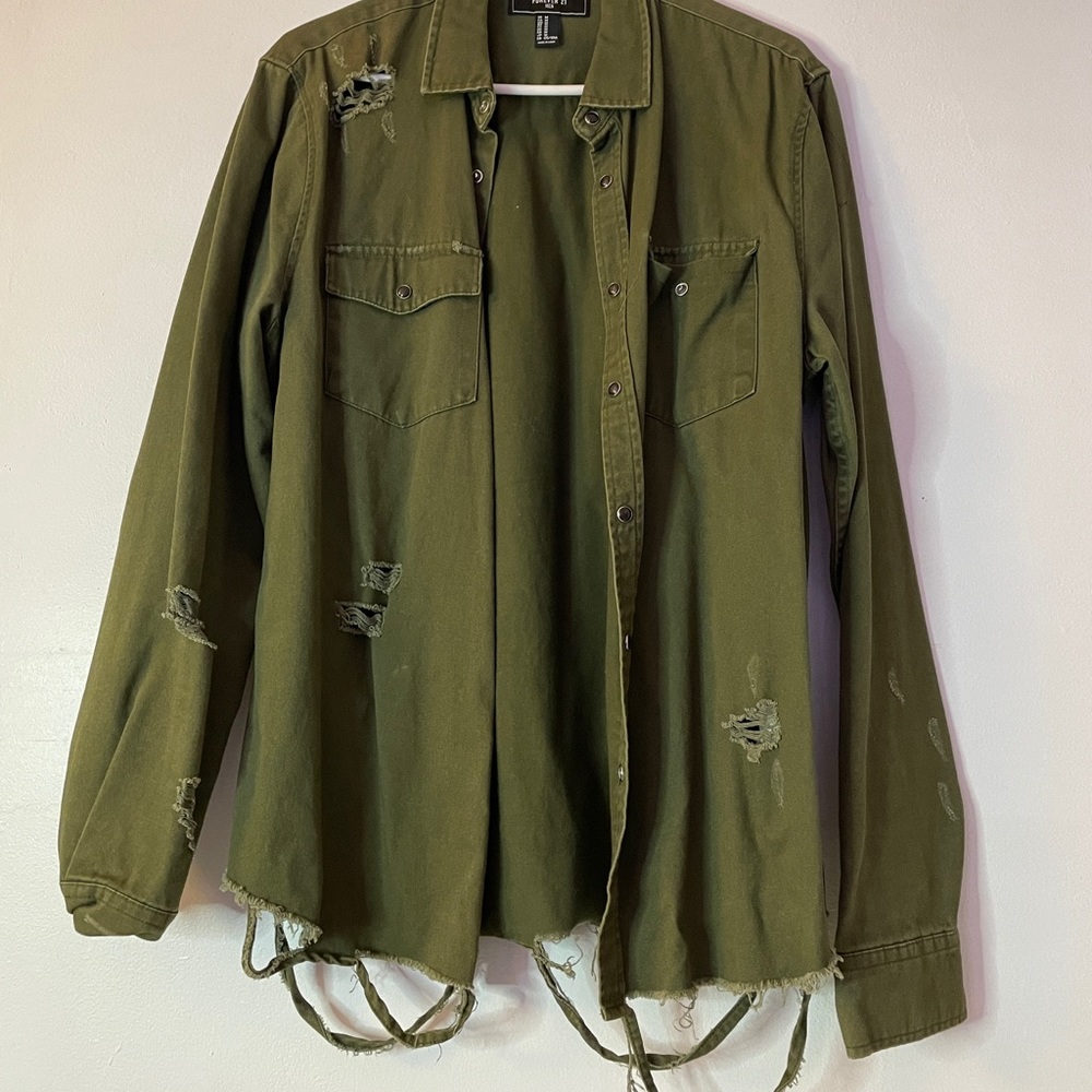 GreenH&m denim jacket ripped